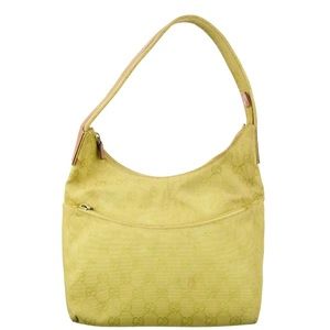 Vintage Gucci GG Canvas Hobo in Lime Green w Dust Bag